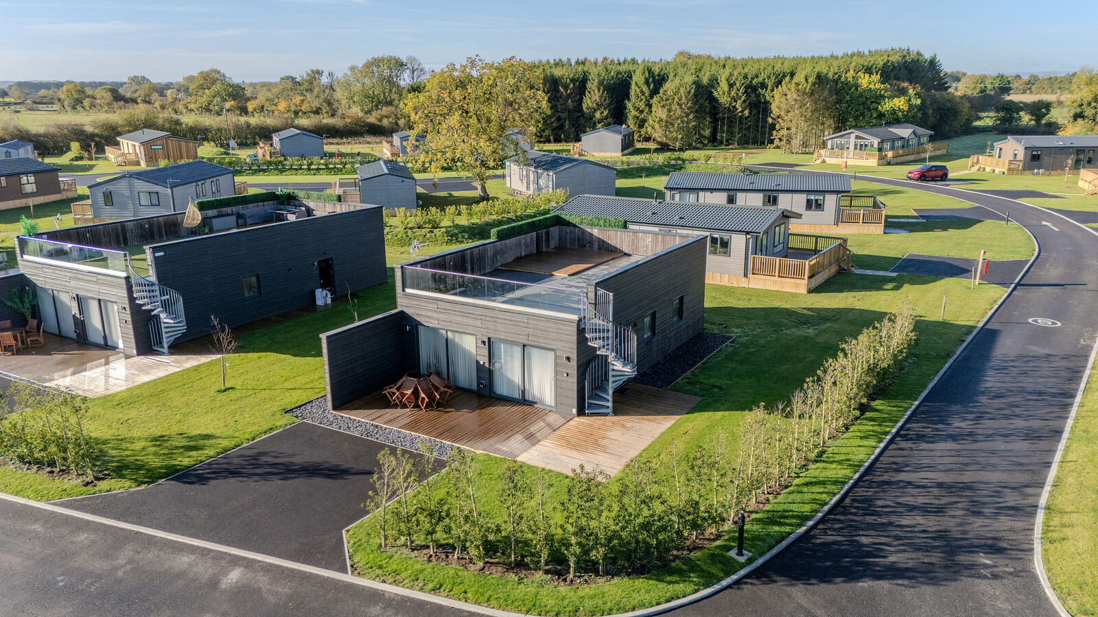 Landscaped lodge plots at Galtres Retreat