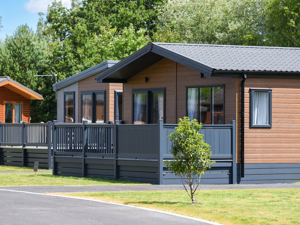 Lodge with private decking at Malton Grange Country Park