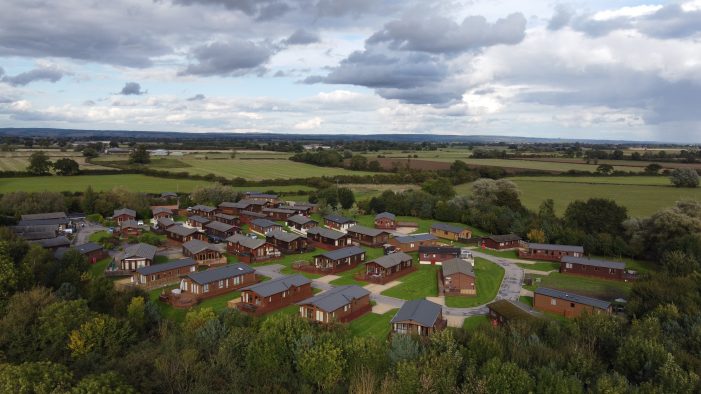 Malton Grange Country Park aerial view of caravans, lodges and paths